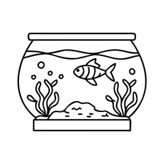 fish tank decoration icon, fish tank decoration line art - simple line art of fish tank decoration, perfect for fish tank decoration logos and icons