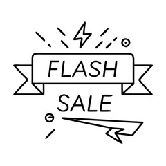 flash sale banner icon, flash sale banner line art - simple line art of flash sale banner, perfect for flash sale banner logos and icons