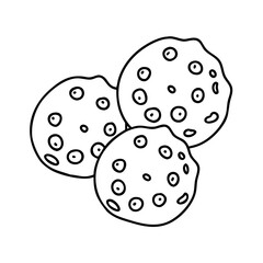 chocolate chip cookies icon, chocolate chip cookies line art - simple line art of chocolate chip cookies, perfect for chocolate chip cookies logos and icons