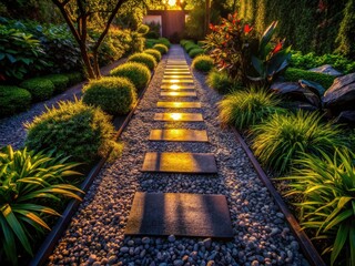 Silhouette Photography: Rectangle Garden Path Texture Background - Dark, Moody, Nature