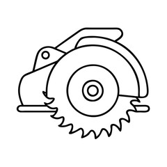 circular saw icon, circular saw line art - simple line art of circular saw, perfect for circular saw logos and icons