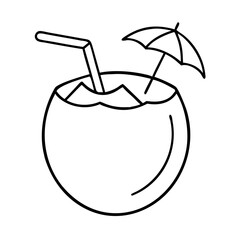 coconut drink icon, coconut drink line art - simple line art of coconut drink, perfect for coconut drink logos and icons