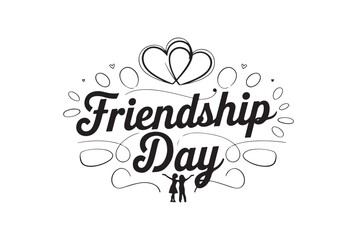 Stylish Friendship Day Graphic with Two Silhouettes