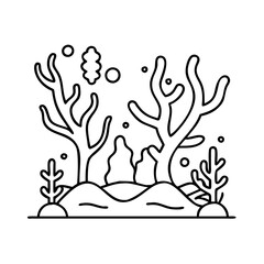 coral reef icon, coral reef line art - simple line art of coral reef, perfect for coral reef logos and icons