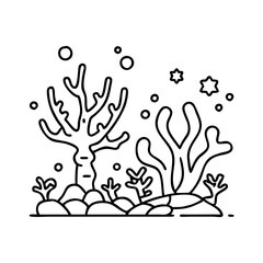 coral reef icon, coral reef line art - simple line art of coral reef, perfect for coral reef logos and icons