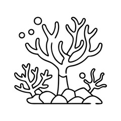 coral reef icon, coral reef line art - simple line art of coral reef, perfect for coral reef logos and icons