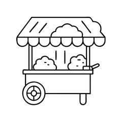 cotton candy stand icon, cotton candy stand line art - simple line art of cotton candy stand, perfect for cotton candy stand logos and icons