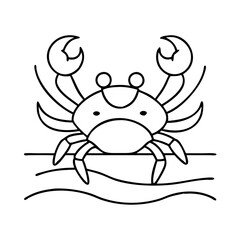 crab on sand icon, crab on sand line art - simple line art of crab on sand, perfect for crab on sand logos and icons