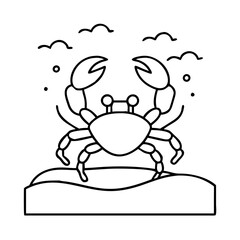 crab on sand icon, crab on sand line art - simple line art of crab on sand, perfect for crab on sand logos and icons