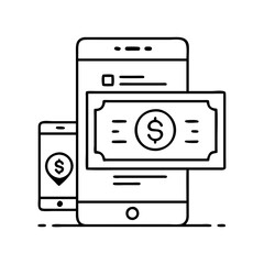 digital payment app icon, digital payment app line art - simple line art of digital payment app, perfect for digital payment app logos and icons