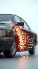 Glowing Particle Trail Vehicle Digital Art