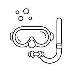 diving mask bubbles icon, diving mask bubbles line art - simple line art of diving mask bubbles, perfect for diving mask bubbles logos and icons