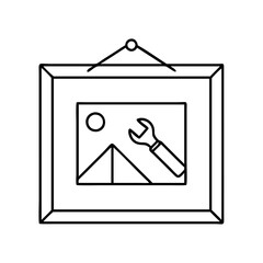 diy picture frame icon, diy picture frame line art - simple line art of diy picture frame, perfect for diy picture frame logos and icons