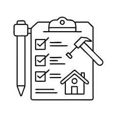 diy project checklist icon, diy project checklist line art - simple line art of diy project checklist, perfect for diy project checklist logos and icons