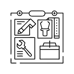 diy project inspiration board icon, diy project inspiration board line art - simple line art of diy project inspiration board, perfect for diy project inspiration board logos and icons