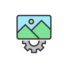 Digital imaging colored icons, minimalist vector illustration ,simple transparent graphic element .Isolated on white background