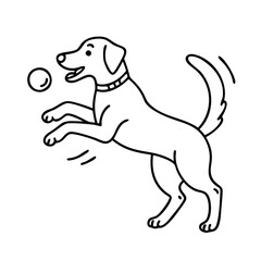 dog playing fetch icon, dog playing fetch line art - simple line art of dog playing fetch, perfect for dog playing fetch logos and icons