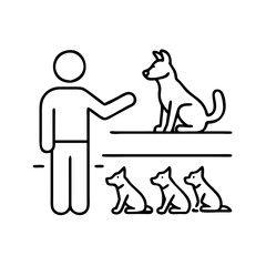 dog training class icon, dog training class line art - simple line art of dog training class, perfect for dog training class logos and icons