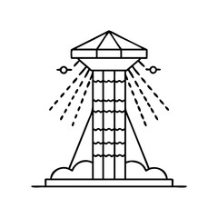 drop tower ride icon, drop tower ride line art - simple line art of drop tower ride, perfect for drop tower ride logos and icons