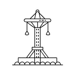 drop tower ride icon, drop tower ride line art - simple line art of drop tower ride, perfect for drop tower ride logos and icons