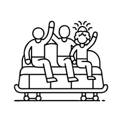 family on a ride icon, family on a ride line art - simple line art of family on a ride, perfect for family on a ride logos and icons