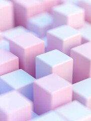 Obraz premium 3D layered cubes in soft pastel palette, isometric perspective.