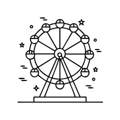 ferris wheel at night icon, ferris wheel at night line art - simple line art of ferris wheel at night, perfect for ferris wheel at night logos and icons