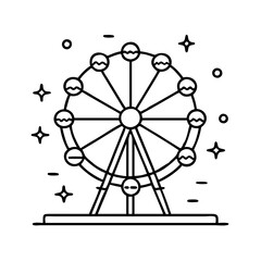 ferris wheel at night icon, ferris wheel at night line art - simple line art of ferris wheel at night, perfect for ferris wheel at night logos and icons