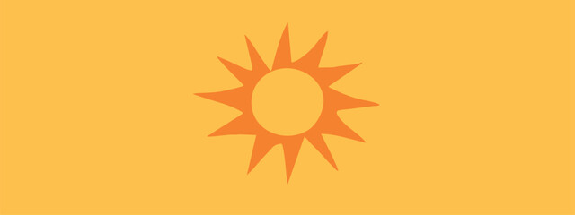 Bright Sun Icon with Radiant Rays on Warm Yellow Background for Use in Design and Digital Media Projects, Perfect for Summer Themes and Mood Enhancements