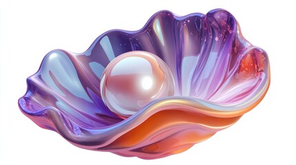 Opalescent pearl nestled within a vibrant iridescent seashell