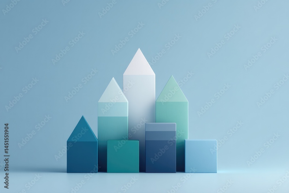 Aufkleber capture scene with arrangement of random geometric shapes on blank surface creating abstract and min