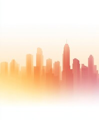 Obraz premium Stylized skyline of retro city with minimalist mid-century look.