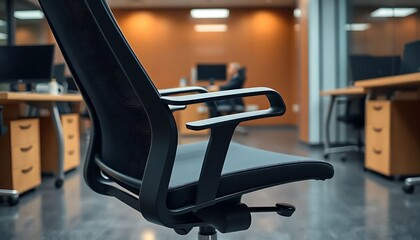 black office chair sitting in an office