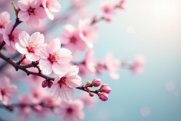 Obraz premium Delicate pink cherry blossoms, intricate branches, soft pastel background, spring blossom, pink, romantic