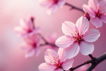Obraz premium Delicate pink sakura blossoms, full bloom, soft petals , sakura tree, blossom