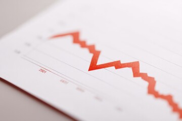 close-up of inflation chart with downward trend minimalistic design