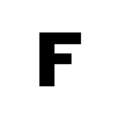 Basic sans-serif capital letter F in bold black style ideal for alphabet icons, monograms, or typography design