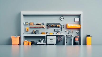 Organized workshop with tools and supplies