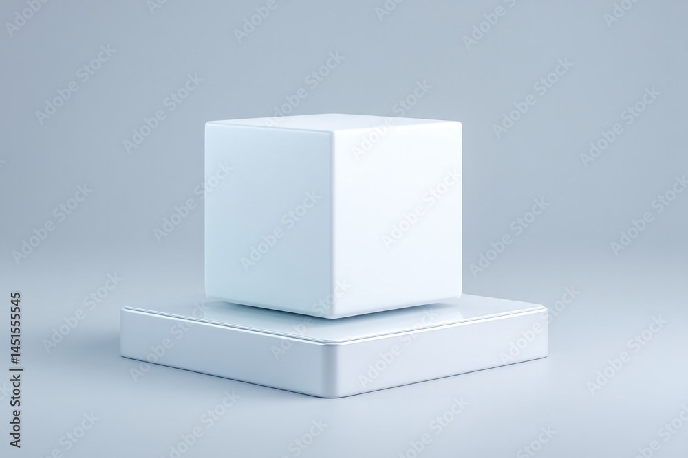 Poster minimalistic empty podium for electronics with clean lines set against neutral background emphasizin