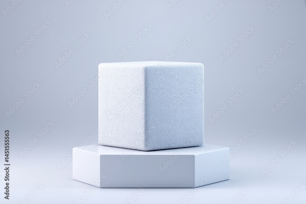 Poster minimalistic empty podium for electronics with clean lines set against neutral background emphasizin