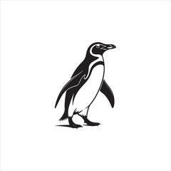 Penguin Silhouette Clipart, Black Penguin Outline on White Background