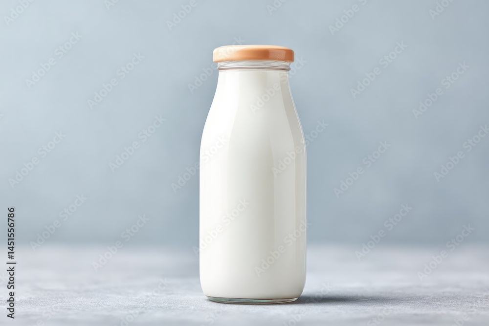 Aufkleber minimalistic white milk bottle on simple background emphasis on purity and freshness copy space