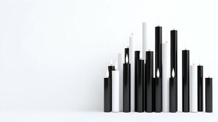 Obraz premium Modern Black and White Candle Arrangement on Minimalist Background