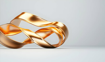 Elegant Golden Ribbon Flowing in Curved Design on a Light Background