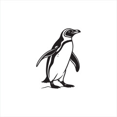 Obraz premium Penguin Silhouette Clipart, Black Penguin Outline on White Background