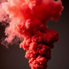 Red Smoke Explosion in Dramatic Dark Background  