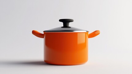 Orange cooking pot with lid
