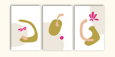 Set of three scandinavian wall art for minimalist home. Good for wall decor, wallpaper, wall design, home decoration and art deco.