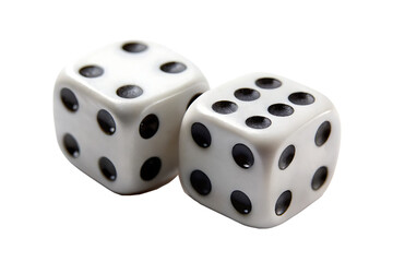 two dices with black dots isolated on white background PNG