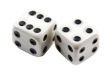 two dices with black dots isolated on white background PNG